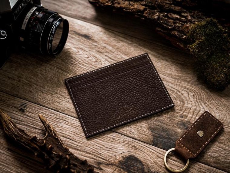 Etui na dokumenty, brązowe, skórzane, Peterson