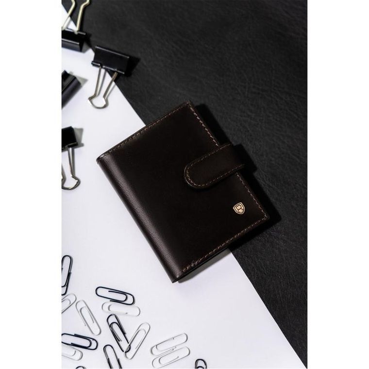 Etui na dokumenty, brązowe, skórzane, Rovicky