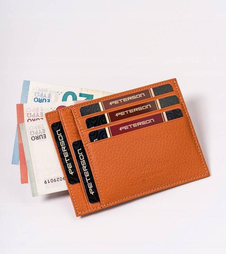 Etui na dokumenty, pomarańczowe, skórzane, Peterson