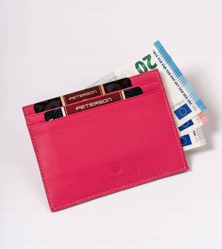 Etui na dokumenty, różowe, skórzane, Peterson