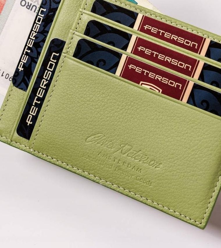 Etui na dokumenty, zielone, skórzane, Peterson