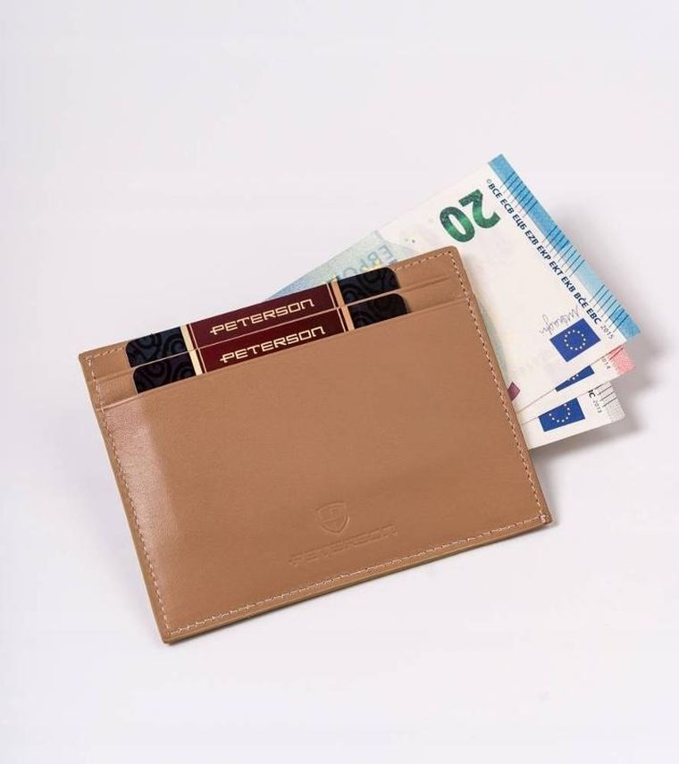 Etui na karty, brązowe, skórzane, Peterson