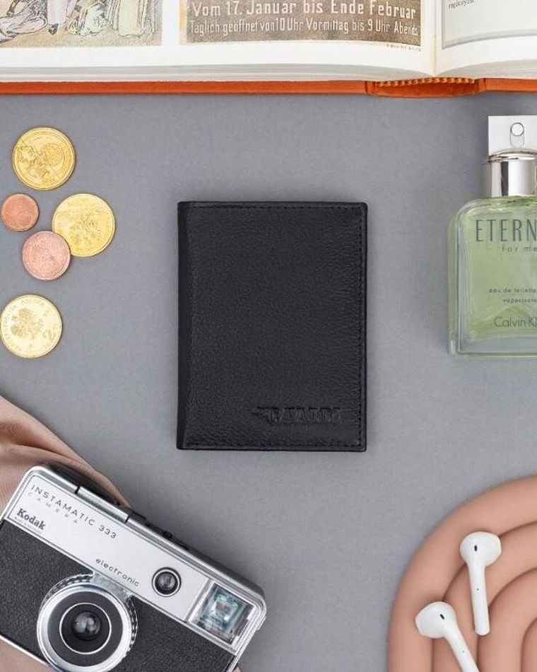 Etui na karty, czarne, skórzane, RFID, 4U Cavaldi