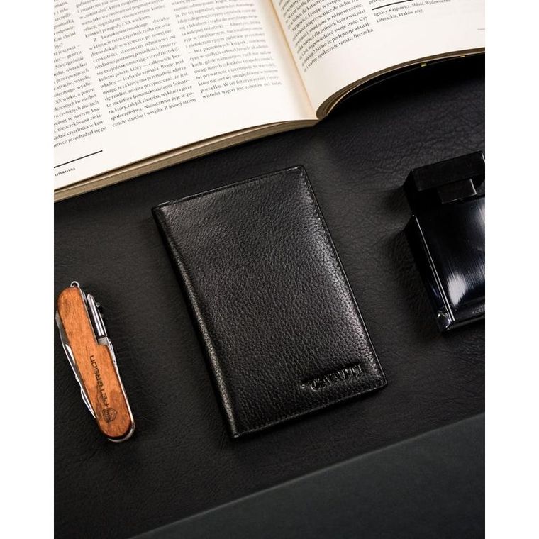 Etui na karty i paszport, czarne, skórzane, 4U Cavaldi
