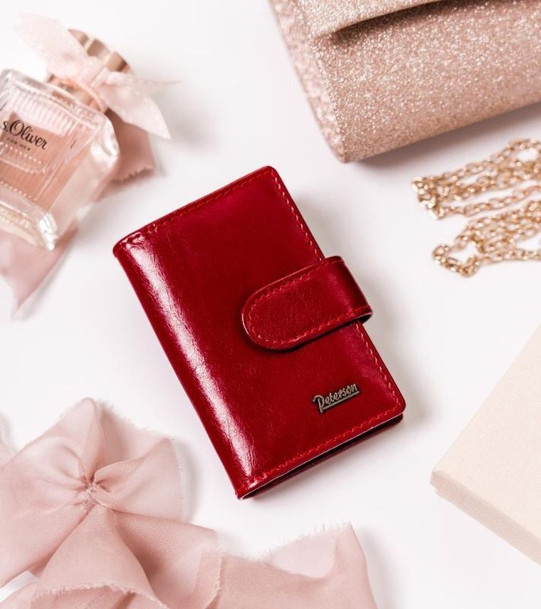 Etui na klucze, czerwone, skórzane, Peterson