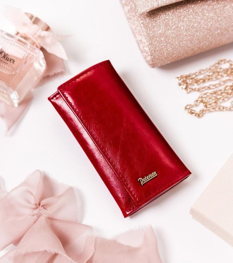 Etui na klucze, czerwone, skórzane, Peterson