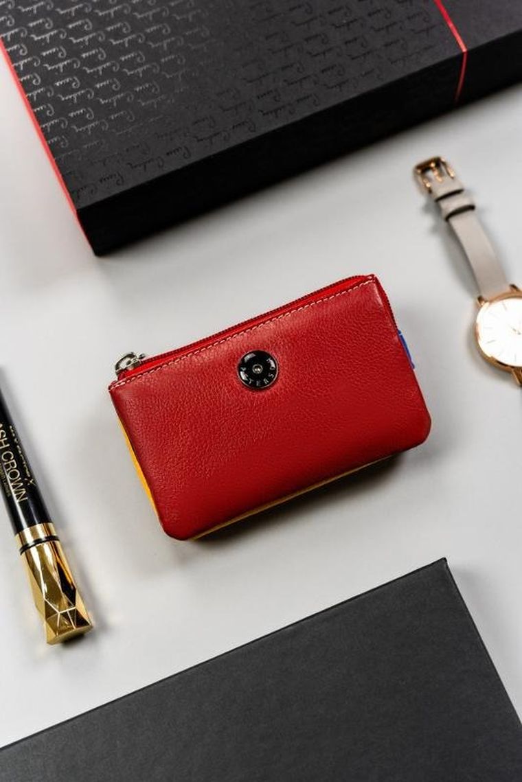 Etui na klucze, czerwone, skórzane, Peterson