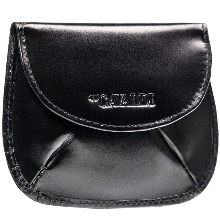 Etui na klucze z portmonetką, czarne, skórzane, 4U Cavaldi