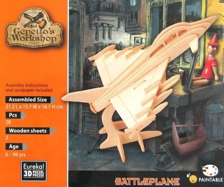 Eureka! Gepetto, Myśliwiec, drewniana łamigłówka, puzzle 3D