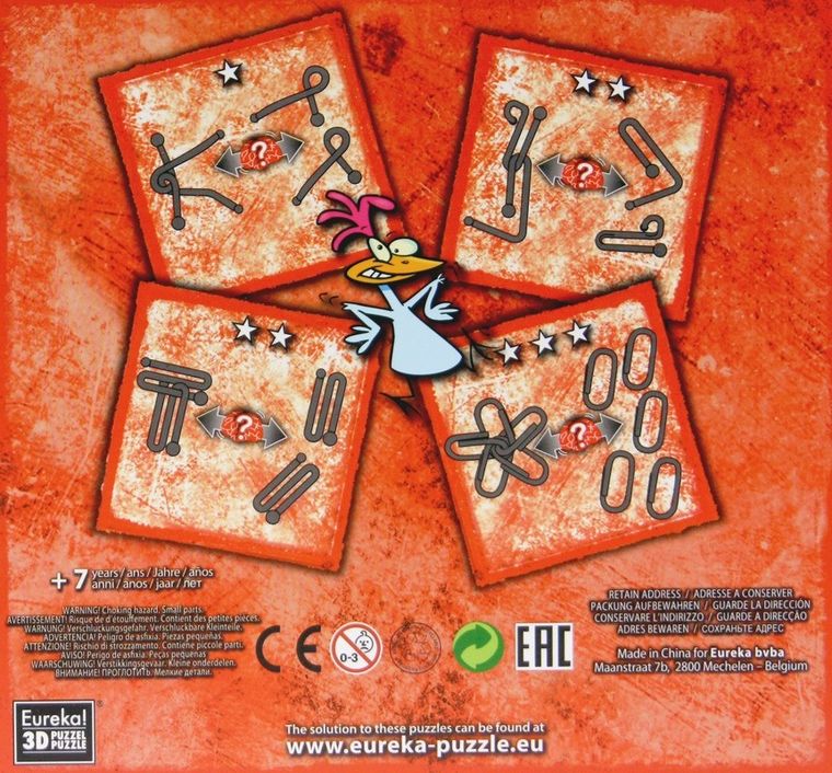 Eureka! Puzzle Mania, zestaw czerwony, łamigłówki metalowe, 4 szt.