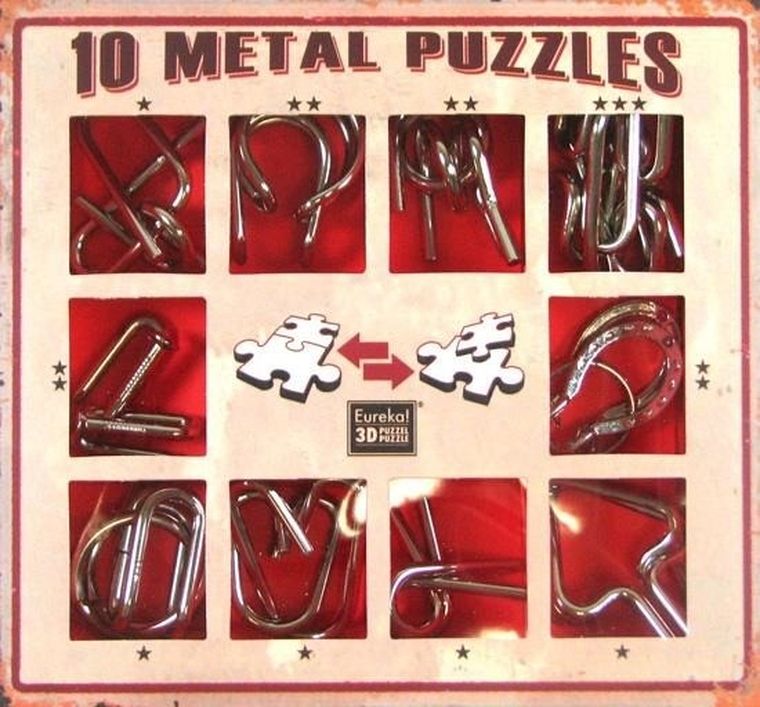 Eureka! zestaw czerwony, łamigłówki metalowe, 10 szt.
