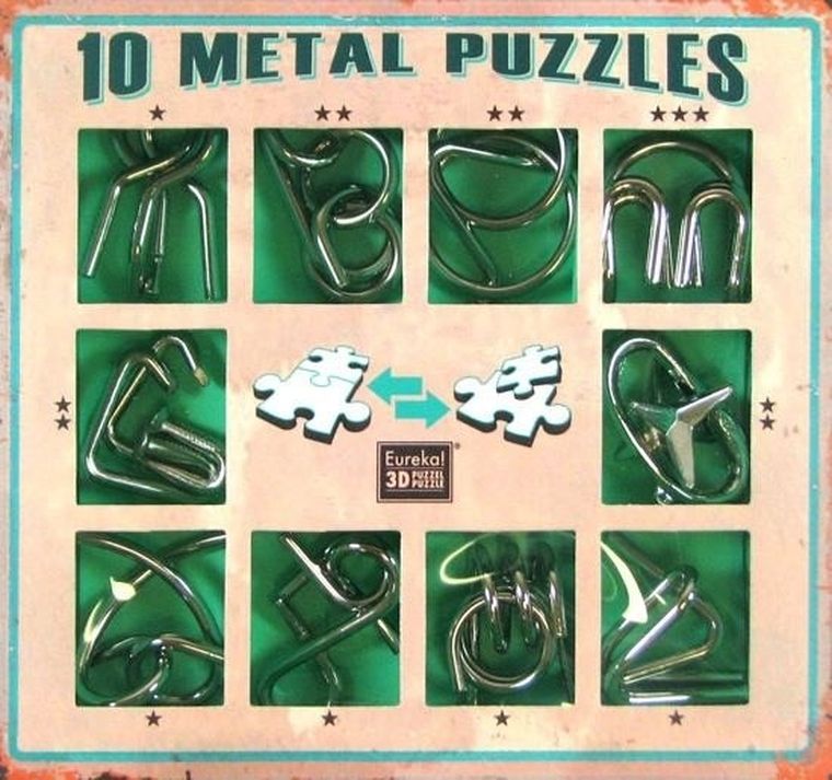 Eureka! zestaw zielony, łamigłówki metalowe, 10 szt.