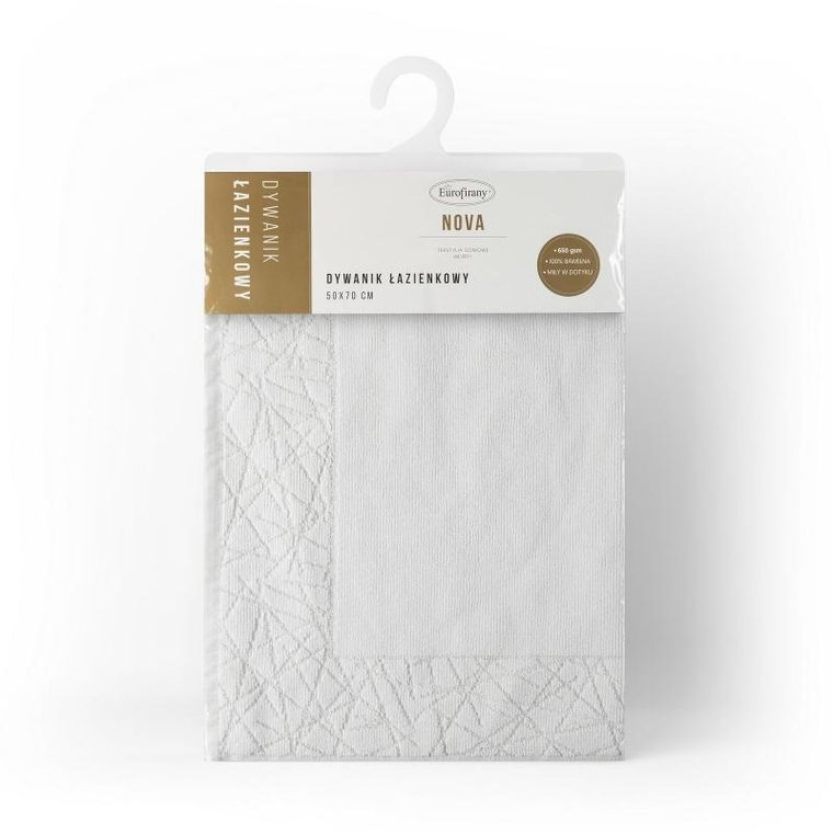 Eurofirany, dywanik łazienkowy, Nika, 50-70 cm, biały