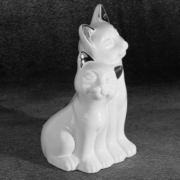 Eurofirany, figurka dekoracyjna, Cat, 14-12-22 cm, biały