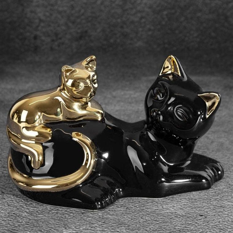 Eurofirany, figurka dekoracyjna, Cat, 20-11-12 cm, czarny