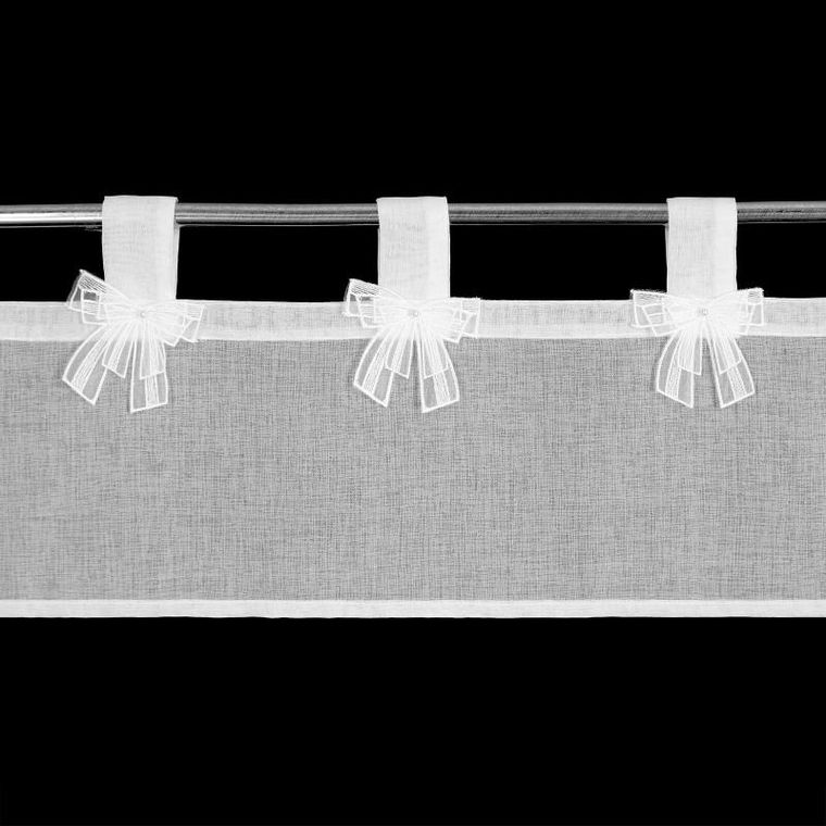 Eurofirany, firana gotowa, Alexandra, na szelkach, 150-30 cm, biały