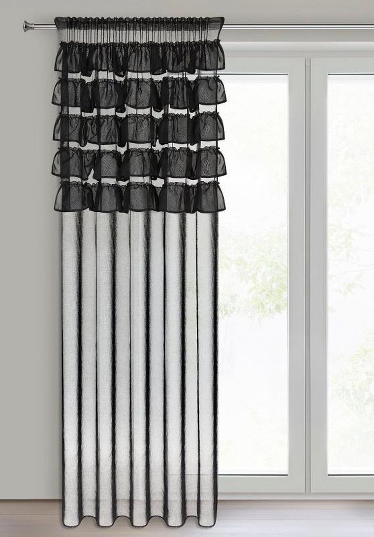 Eurofirany, firana gotowa, Aura, na taśmie, 140-270 cm, czarny