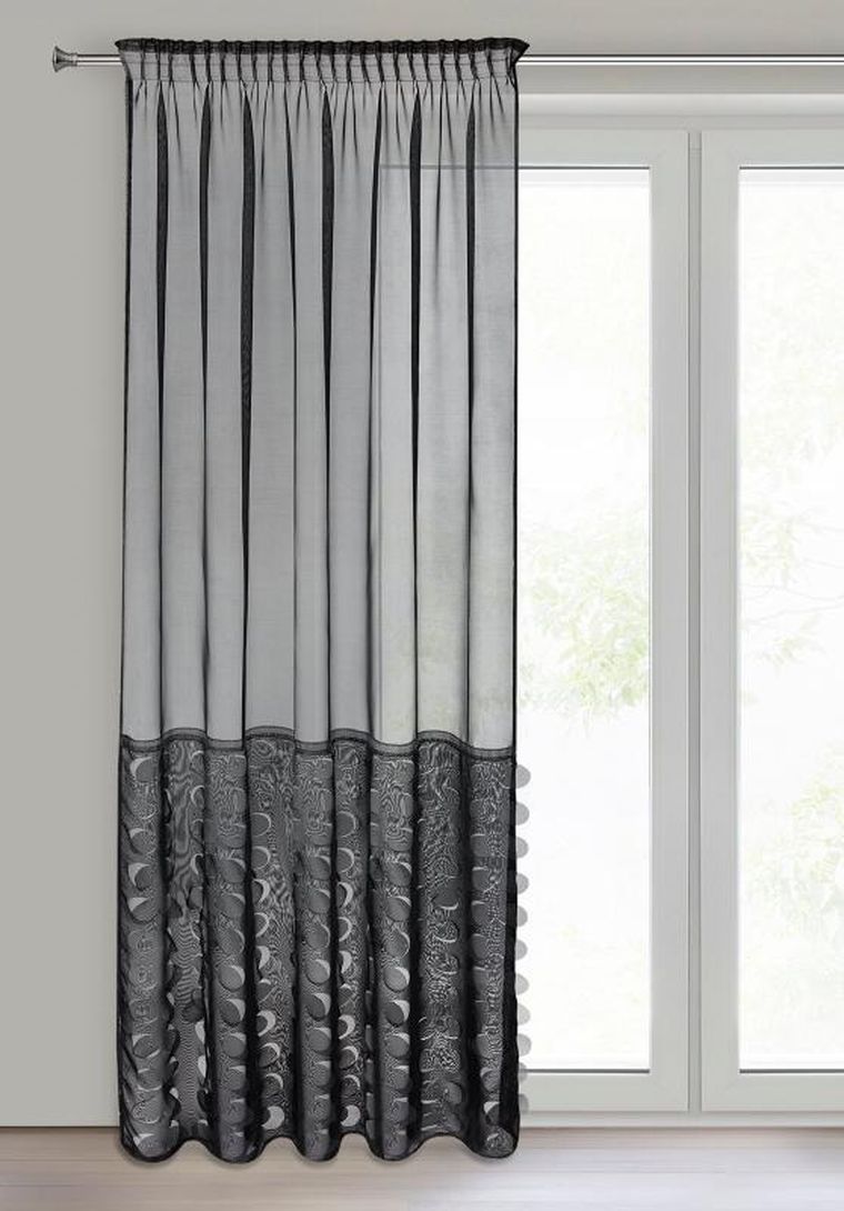 Eurofirany, firana gotowa, Debora, na taśmie, 140-270 cm, czarny