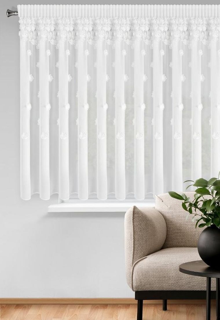 Eurofirany, firana gotowa Diana, 3 na taśmie, 350-160 cm, biały