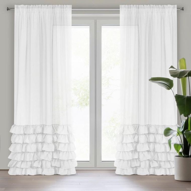 Eurofirany, firana gotowa, Dolly, na taśmie, 140-250 cm, biały