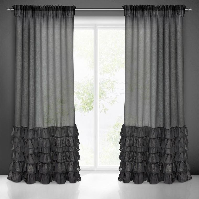 Eurofirany, firana gotowa, Dolly, na taśmie 140-250 cm, czarny