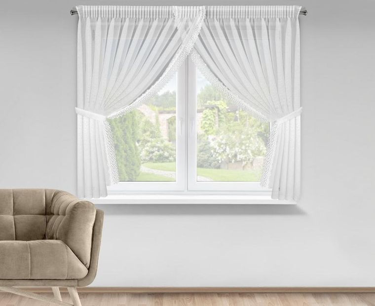 Eurofirany, firana gotowa, Hestia, na taśmie, 400-160 cm, biały