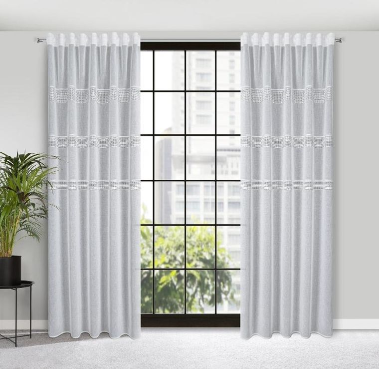 Eurofirany, firana gotowa, Ines, na taśmie, 140-270 cm, biały