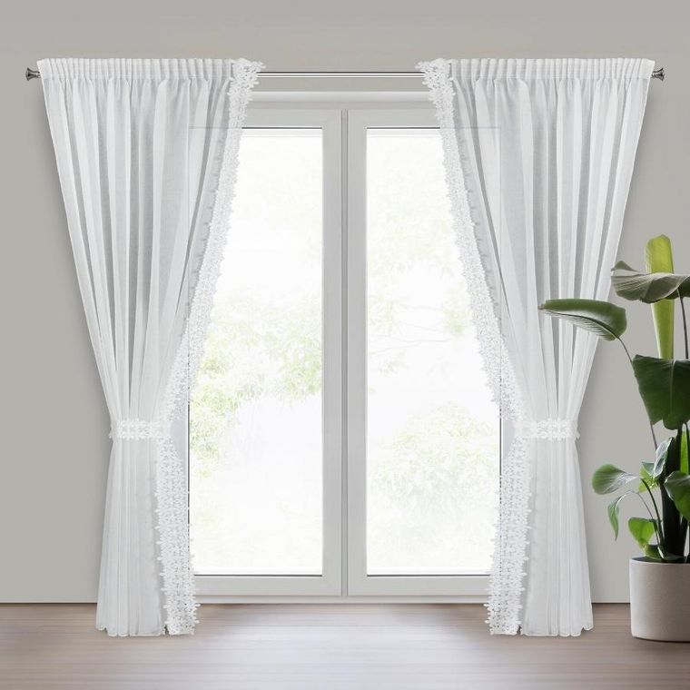 Eurofirany, firana gotowa, Kaja, na taśmie, 140-270 cm, biały