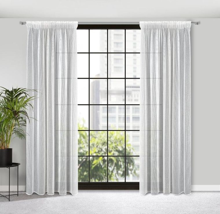 Eurofirany, firana gotowa, Kim, na taśmie, 140-300 cm, biały