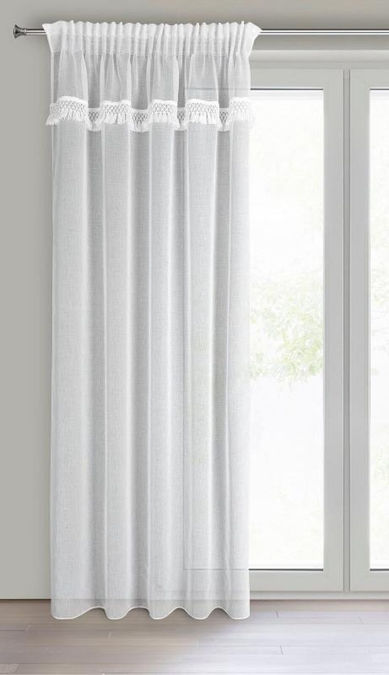 Eurofirany, firana gotowa, Kira, na taśmie, 140-270 cm, biały