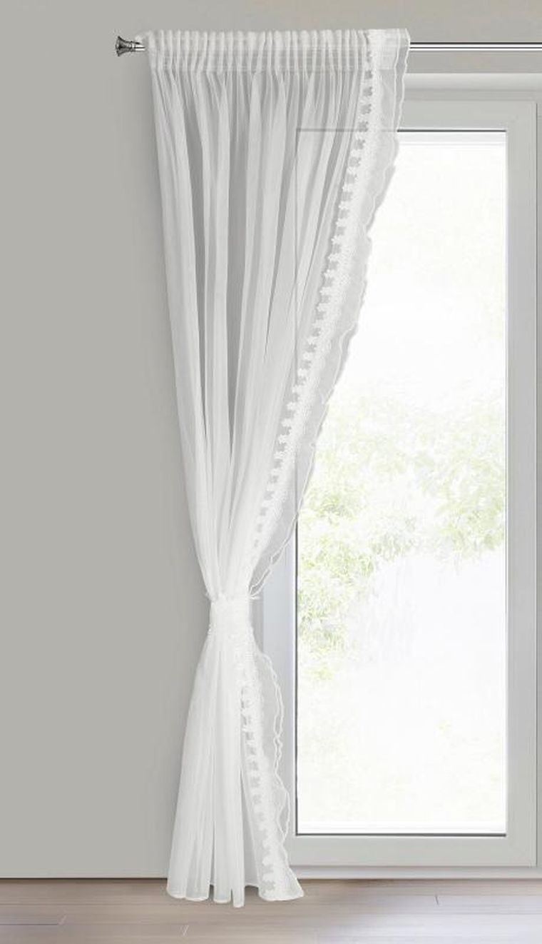 Eurofirany, firana gotowa, Larisa, na taśmie, 140-270 cm, biały