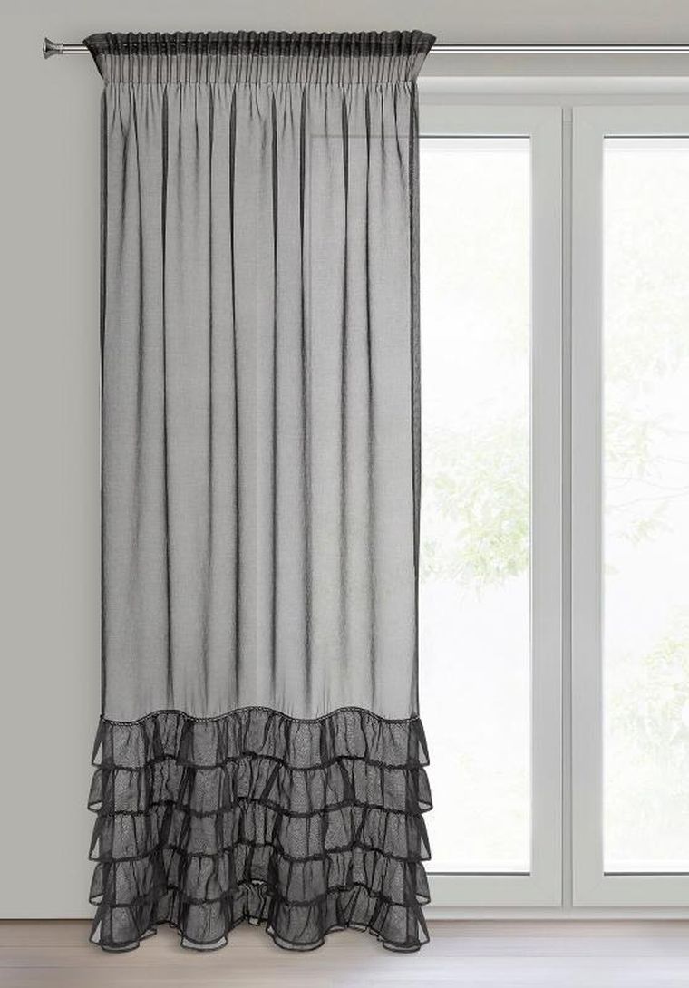 Eurofirany, firana gotowa na taśmie, Carli, 140-270 cm, czarny