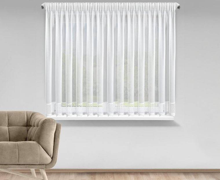 Eurofirany, firana gotowa, na taśmie, Katrina, 150-350 cm, biały
