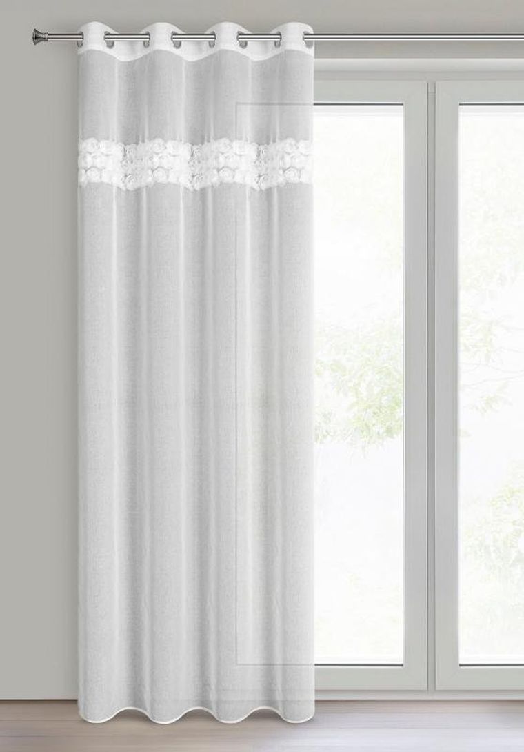 Eurofirany, firana gotowa rosalie, 140-250 cm, biały