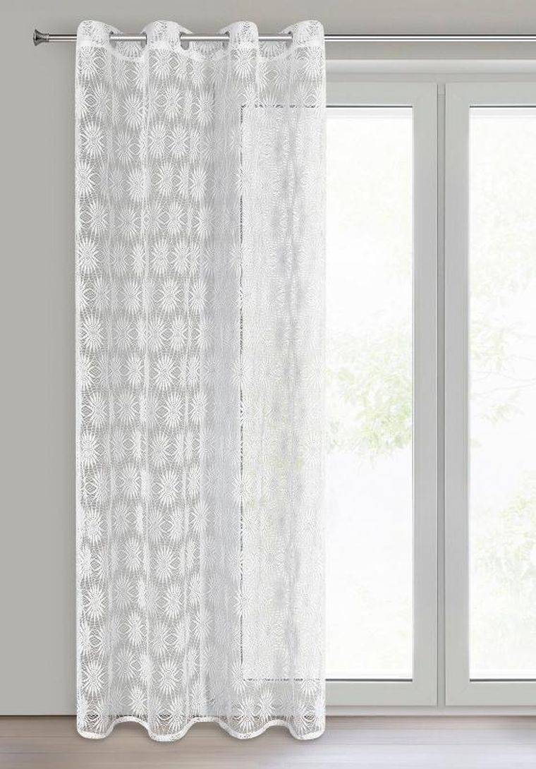 Eurofirany, firana gotowa, Rozi, 140-250 cm, biały