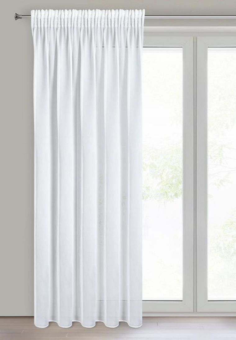 Eurofirany, firana gotowa, Tina, na taśmie, biały, 140-270 cm