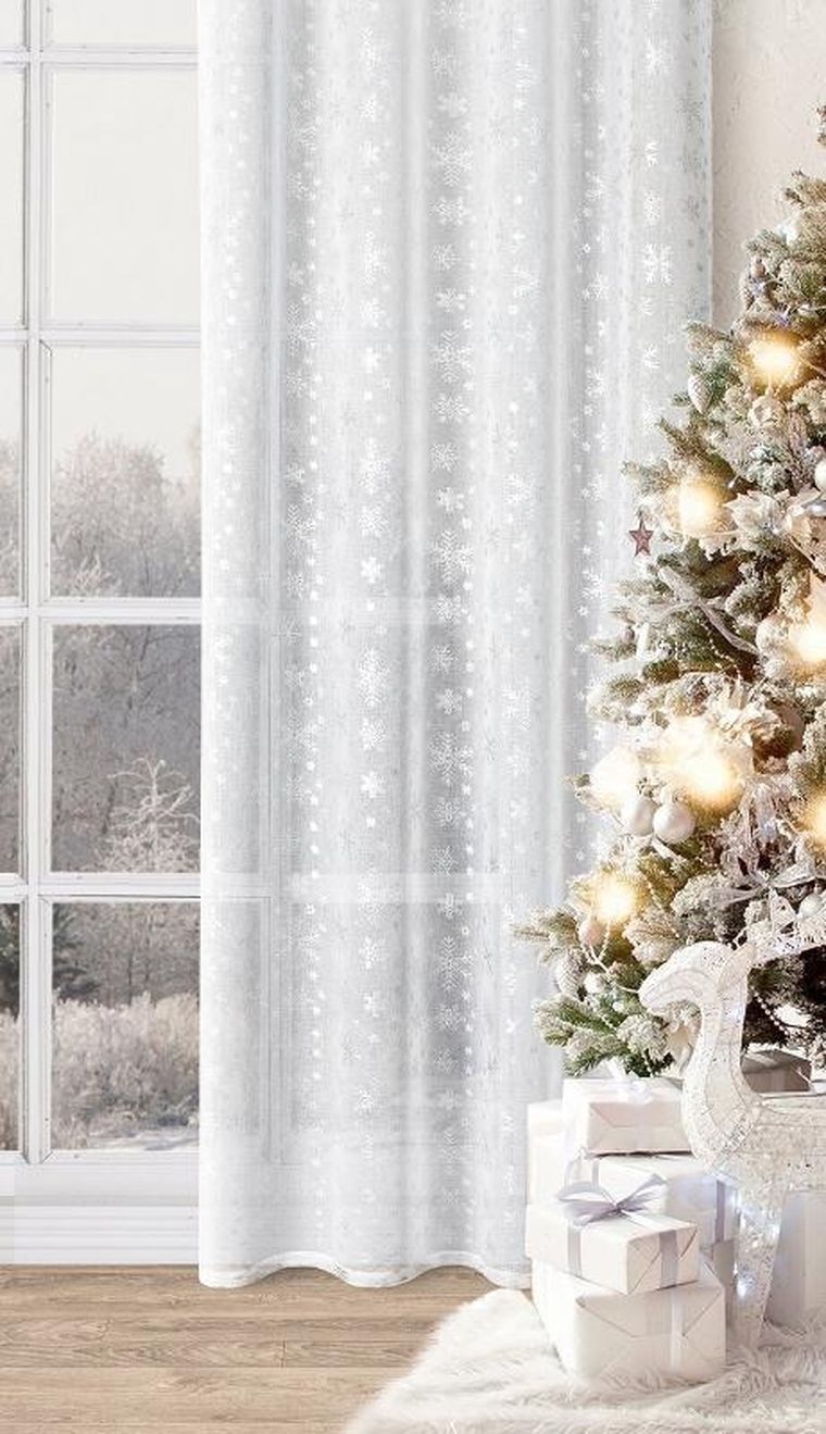 Eurofirany, firana świąteczna, Snow, 140-250 cm, biały