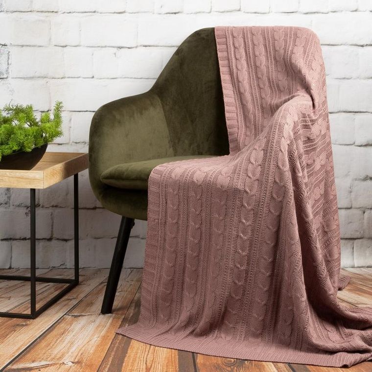 Eurofirany, koc akryl, 130-170 cm, różowy