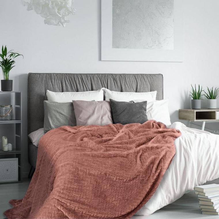 Eurofirany, koc, Cindy, 220-200 cm, pudrowy