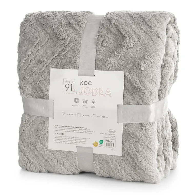 Eurofirany, koc d91 jodła, 150-200 cm, srebrny