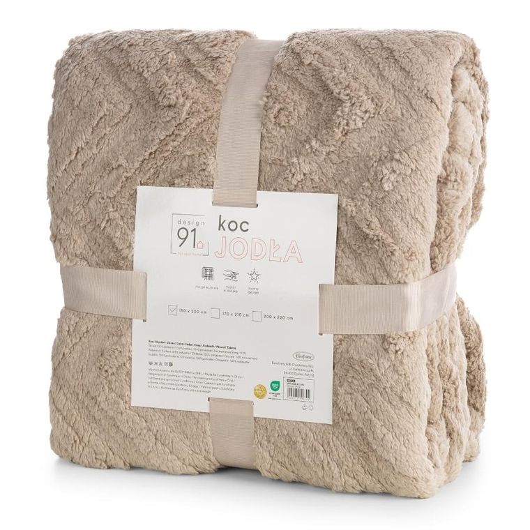 Eurofirany, koc d91 jodła, 170-210 cm, ciemnobeżowy