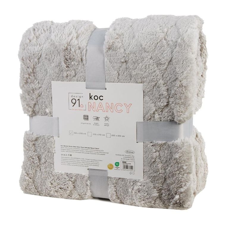 Eurofirany, koc d91, Nancy, 200-220 cm, srebrny