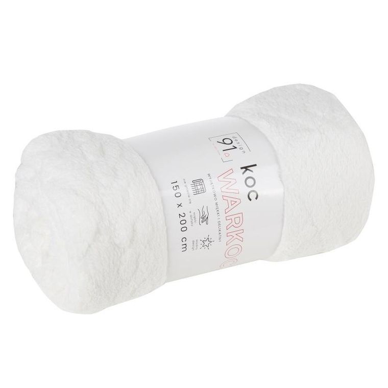 Eurofirany, koc d91, warkocz biały, 200-220 cm, biały