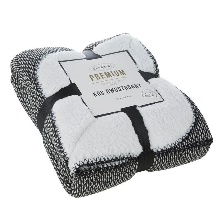 Eurofirany, koc panda, 150-200 cm, czarny