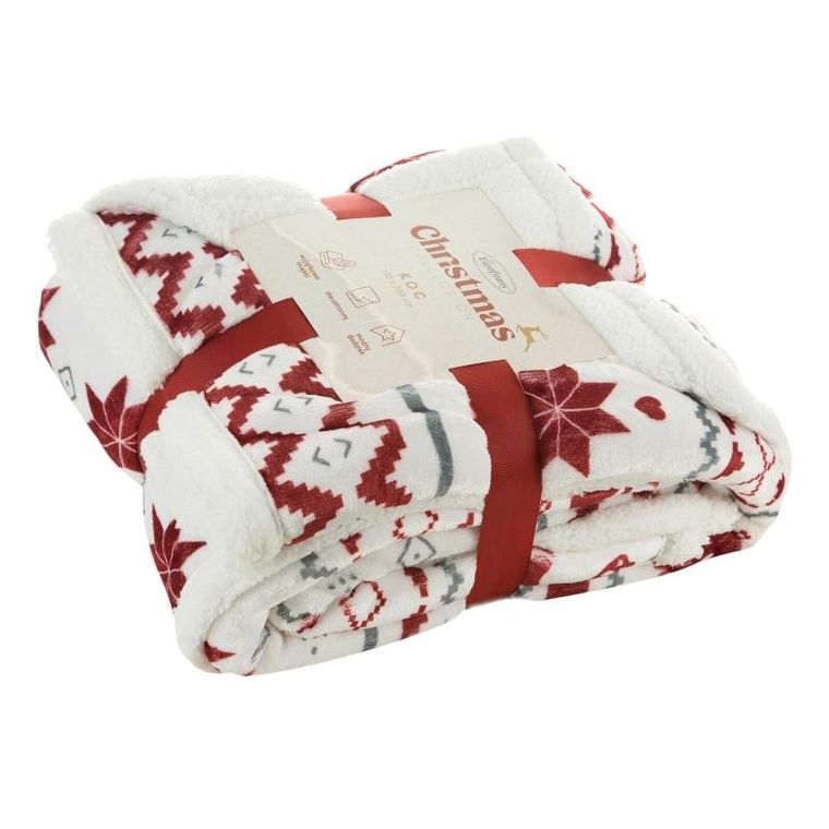 Eurofirany, koc świąteczny, 150-200 cm, biały