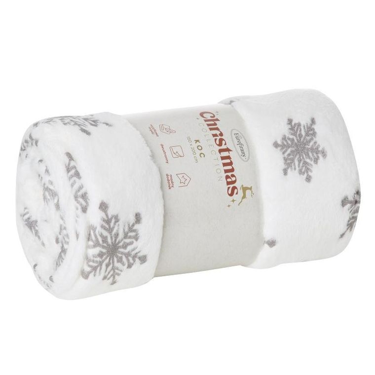 Eurofirany, koc świąteczny, Blink, 150-200 cm, biały