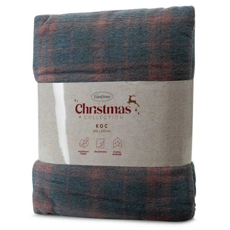 Eurofirany, koc świąteczny Peter, 200-220 cm, granatowy