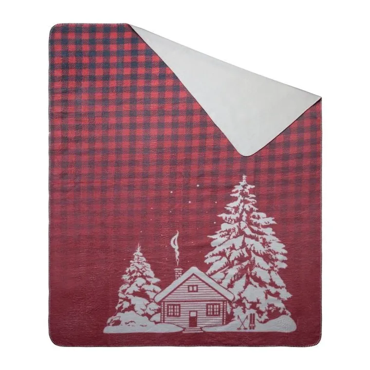 Eurofirany, koc świąteczny, Rudolf, 200-220 cm, czerwony