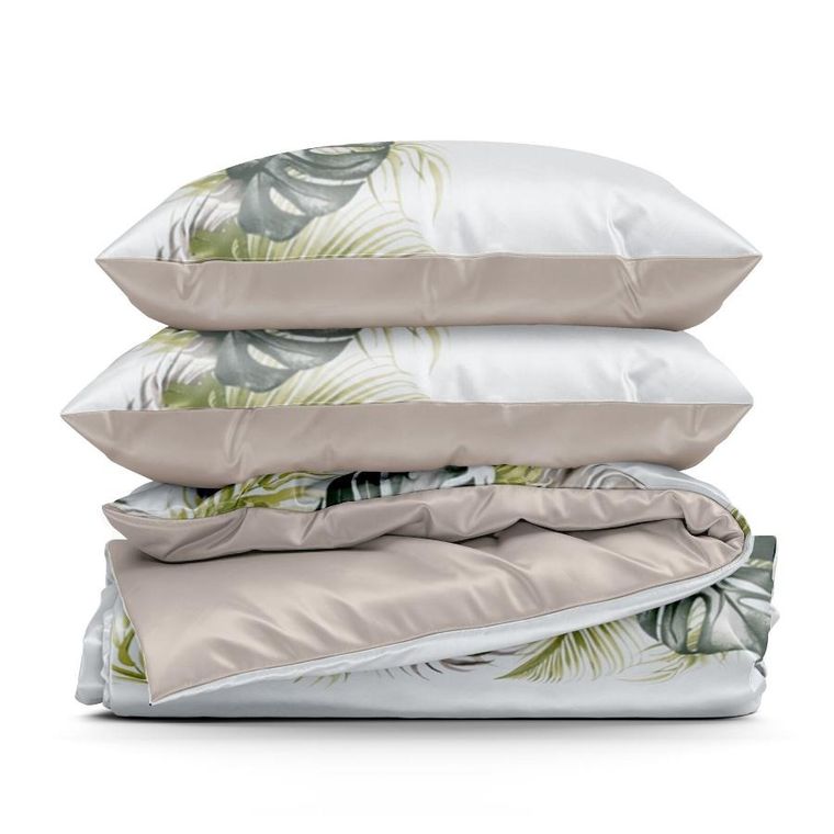 Eurofirany, komplet pościeli bawełnianej, Amber, 220-200 cm, biały