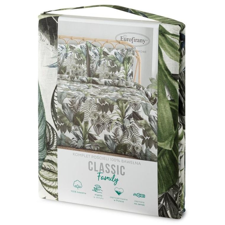 Eurofirany, komplet pościeli bawełnianej,, Davos, 220-200 cm, zielony